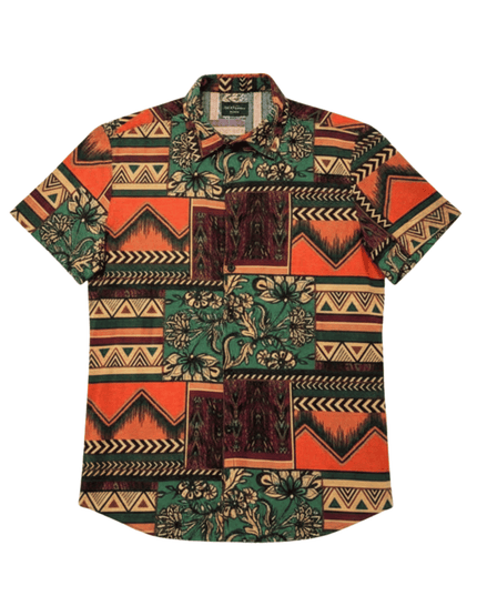 Vintage-Inspired Tribal Patchwork Print Shirt