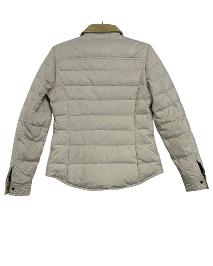 Massimo Dutti Beige Quilted Corduroy Collar Shirt Jacket