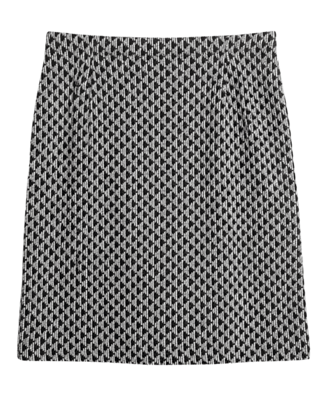 Papaya Black and White Geometric Jacquard Midi Skirt