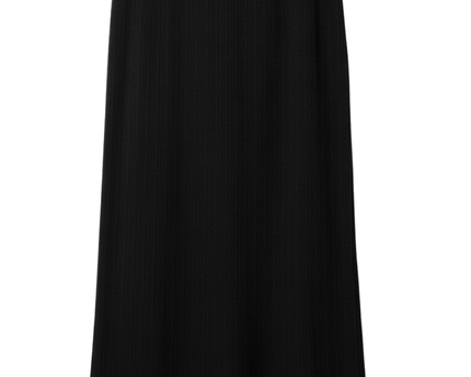 C&A Black Ribbed with Side Slit Midi Skirt