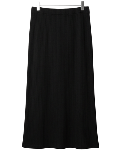 C&A Black Ribbed with Side Slit Midi Skirt