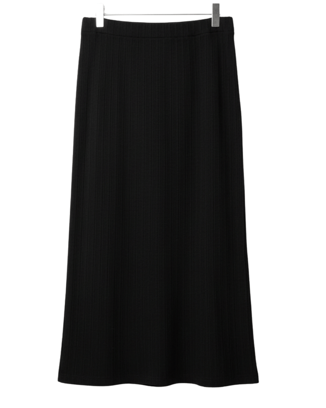 C&A Black Ribbed with Side Slit Midi Skirt