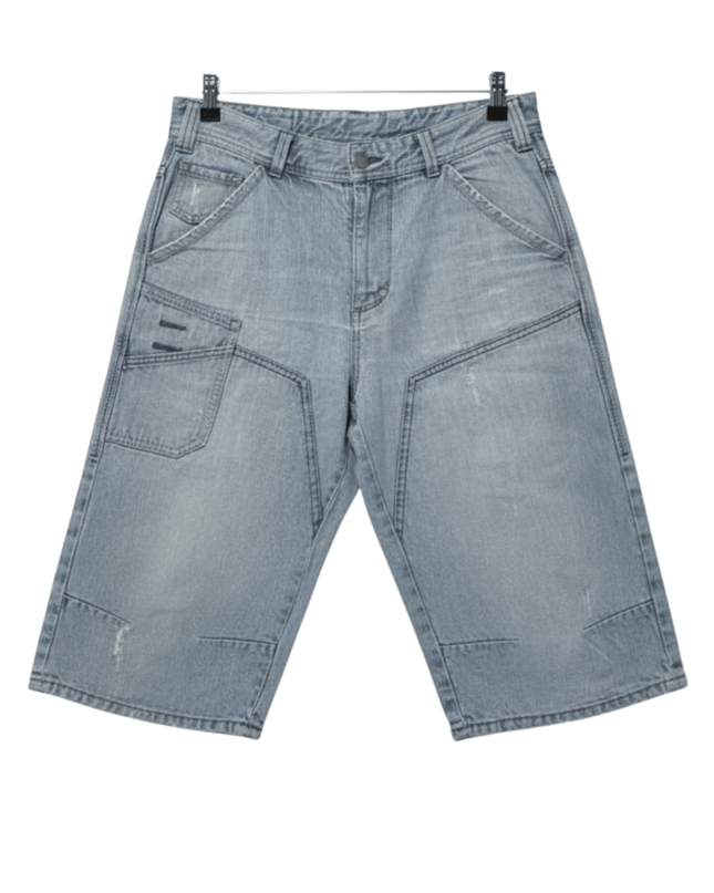 DZ09 Light Wash Distressed Carpenter Denim Shorts