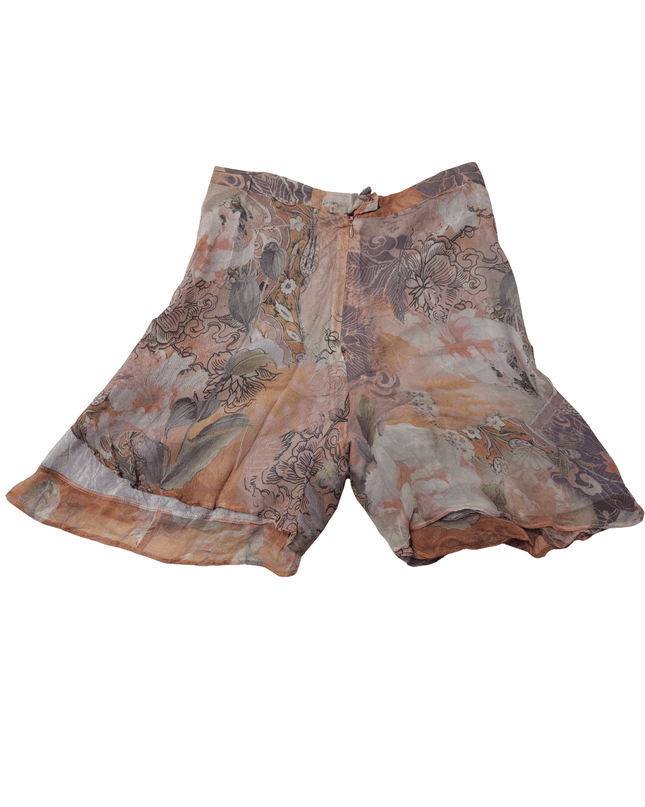 Giorgio Armani Vintage Floral Sheer Peach Wide-Leg Shorts