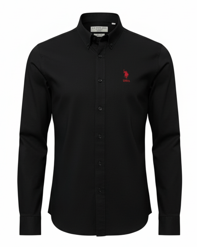 U.S. Polo Assn. Slim Fit Long Sleeve Button-Down Black Shirt