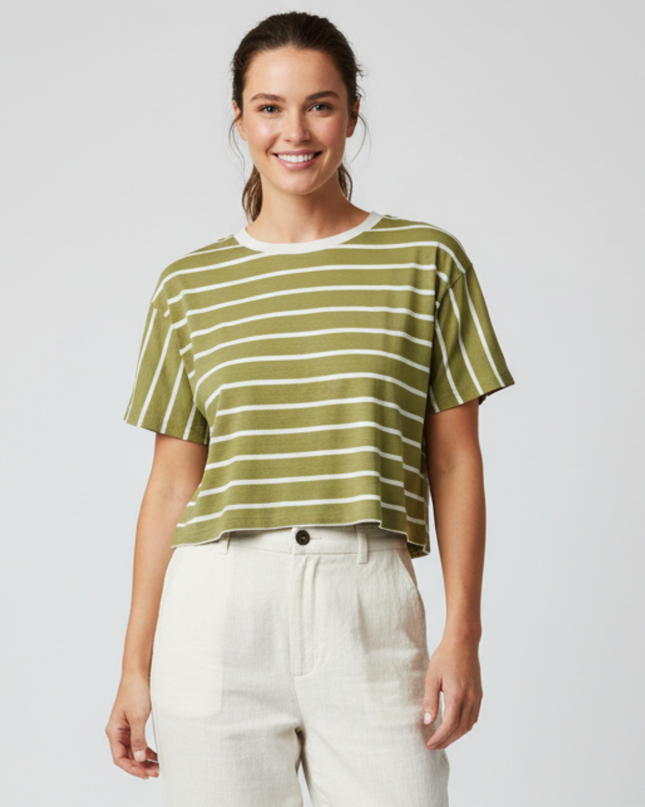 Norse Projects Holger Organic Sailor Stripe Crop T-Shirt