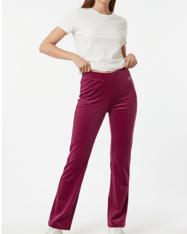 Juicy Couture Fuchsia Pink Rhinestone Velour Track Pants
