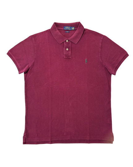 Ralph Lauren Slim Fit Burgundy Piqué Polo Shirt - L