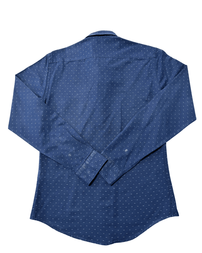 Tudors Slim Fit Navy Blue Patterned Dress Shirt