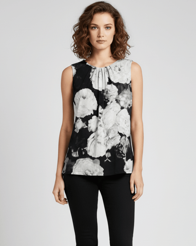 Calvin Klein Monochrome Floral Sleeveless Blouse Top