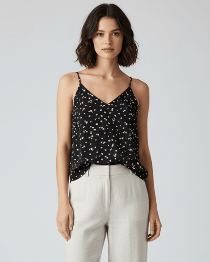 Primark Navy Blue Polka Dot V-Neck Spaghetti Strap Cami Top