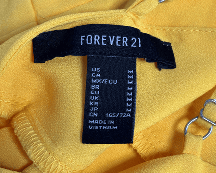 Forever 21 Mustard Yellow Halter Wide Leg Criss Cross Back Jumpsuit