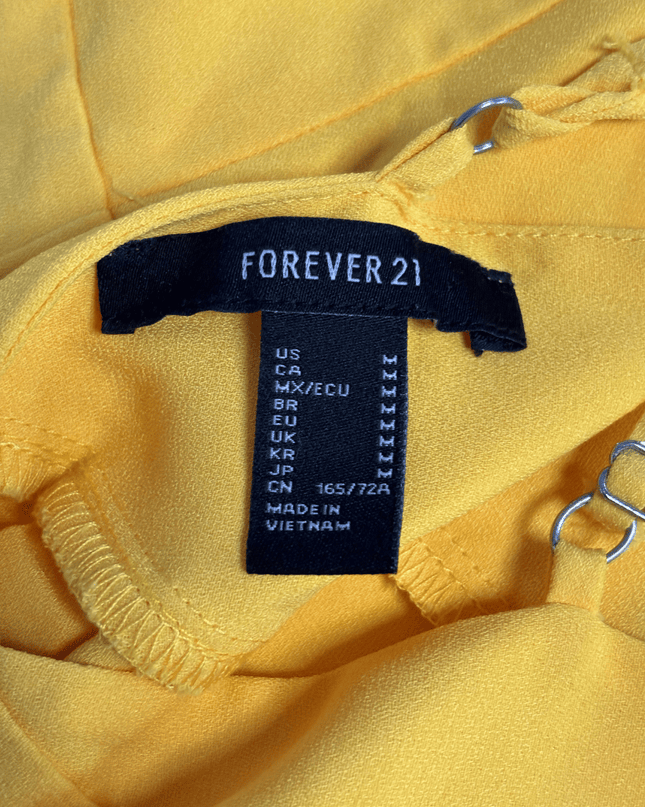 Forever 21 Mustard Yellow Halter Wide Leg Criss Cross Back Jumpsuit