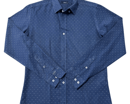 Tudors Slim Fit Navy Blue Patterned Dress Shirt