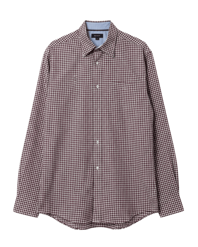 GANT Regular Fit Maroon Gingham Checkered Shirt