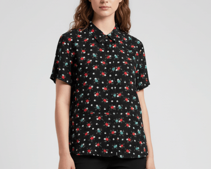 Vans Rubber Co. Short Sleeve Buttondown Shirt Floral Black