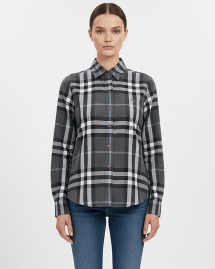 Burberry Grey Nova Check Long Sleeve Button-Down Shirt