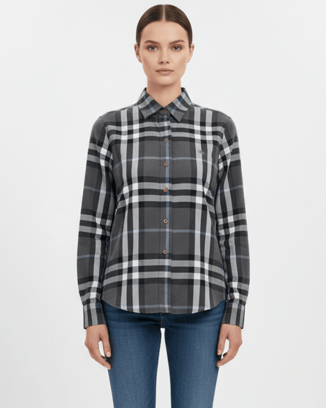 Burberry Grey Nova Check Long Sleeve Button-Down Shirt