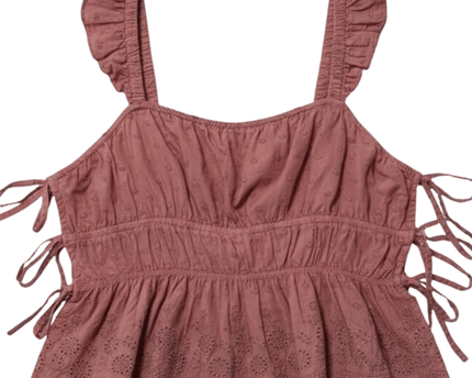 Forever 21 Dusty Rose Eyelet Ruffle Side-Tie Crop Top