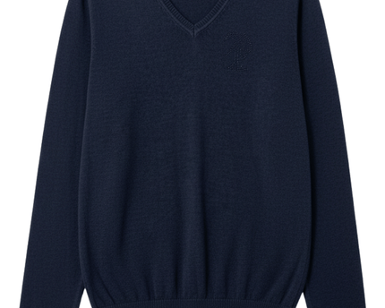 U.S. Polo Assn. Rhinestone Logo V-Neck Navy Blue Knit Sweater