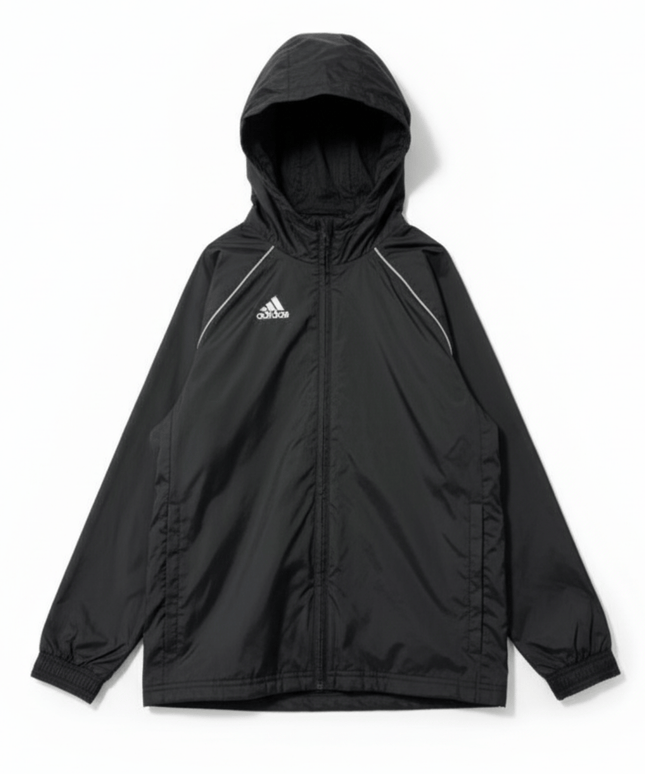 Adidas Black Lightweight Full-Zip Windbreaker Hooded Jacket