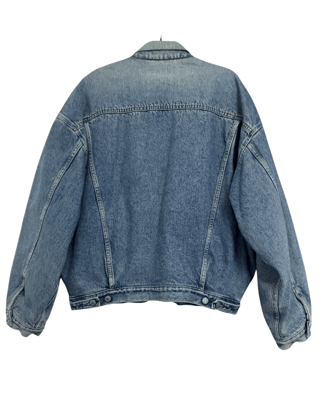 Levi's Blue Plaid-Lined Denim Trucker Jacket