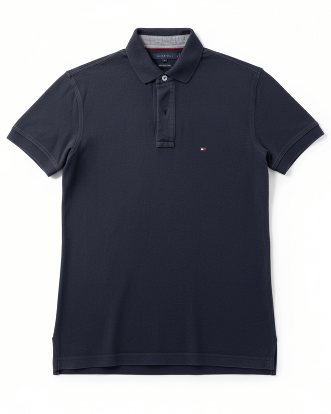 Tommy Hilfiger 40's Two Ply Cotton Navy Blue Polo Shirt