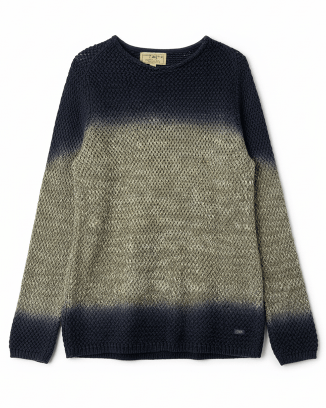 Guess Los Angeles Navy & Olive Dip-Dye Textured Knit Sweater