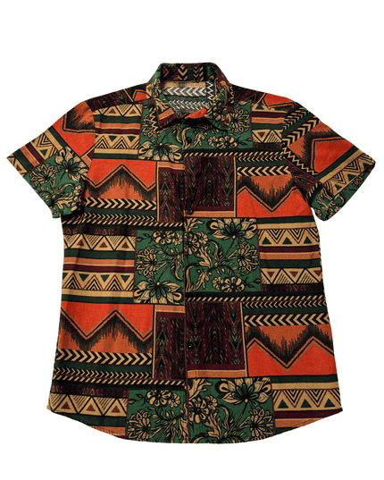 Vintage-Inspired Tribal Patchwork Print Shirt