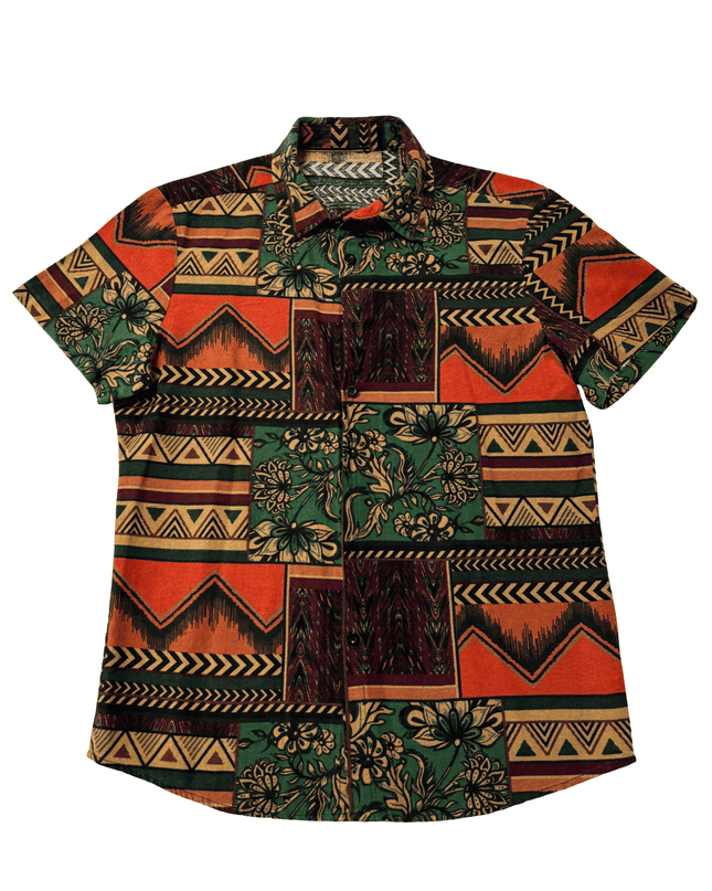 Vintage-Inspired Tribal Patchwork Print Shirt
