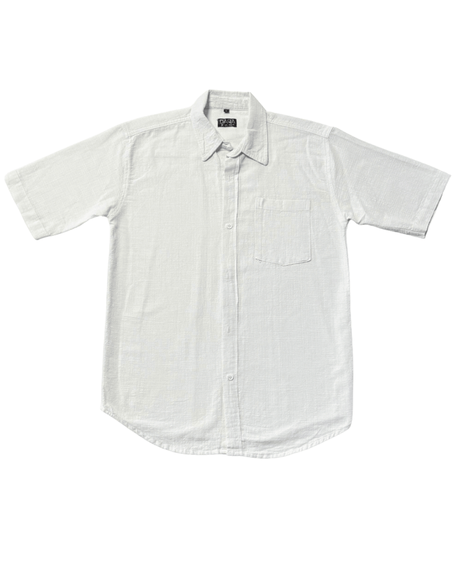 Dara Textured Cotton White Button-Up Shirt