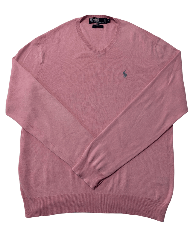 Ralph Lauren Pink V-Neck Pima Cotton Sweater