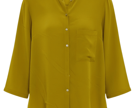 Zara Basic Mustard Yellow Button-Up with Chest Pocket Blouse