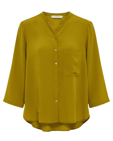 Zara Basic Mustard Yellow Button-Up with Chest Pocket Blouse