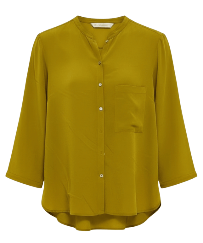 Zara Basic Mustard Yellow Button-Up with Chest Pocket Blouse