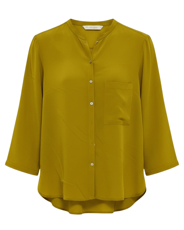 Zara Basic Mustard Yellow Button-Up with Chest Pocket Blouse