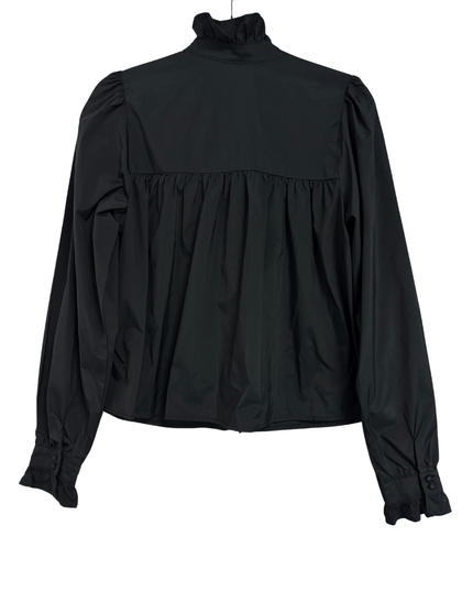 H&M Black Ruffle Collar Puff Sleeve Blouse