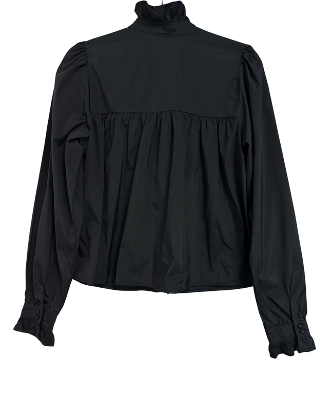 H&M Black Ruffle Collar Puff Sleeve Blouse