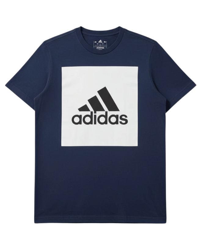 Adidas Navy Blue Logo Print Cotton T-Shirt