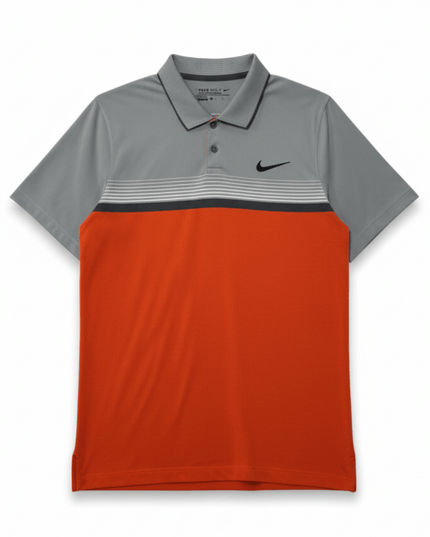 Nike Golf Tour Performance Dri-Fit Orange/Grey Colorblock Polo Shirt