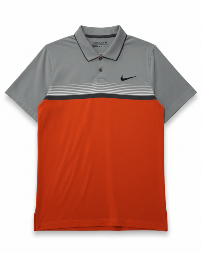 Nike Golf Tour Performance Dri-Fit Orange/Grey Colorblock Polo Shirt
