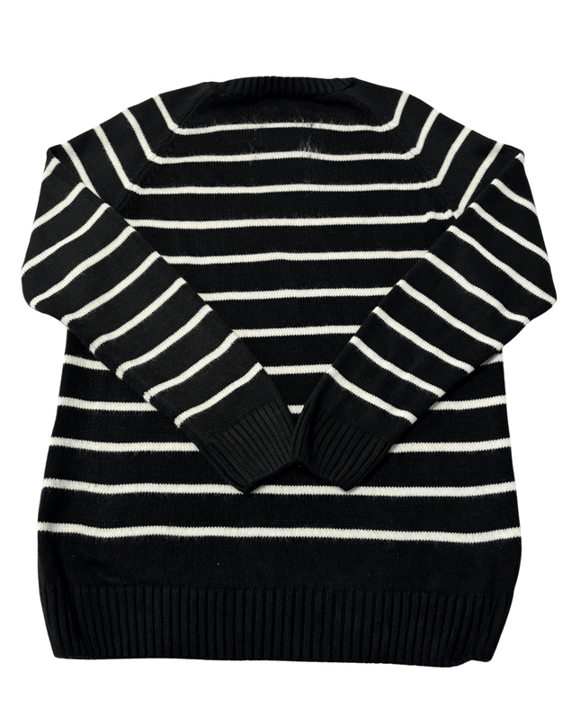 Lacoste Black/White Striped Knit Sweater