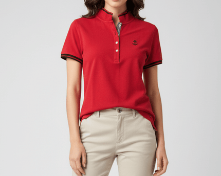Tommy Hilfiger Anchor Logo Red Pique Polo T-Shirt