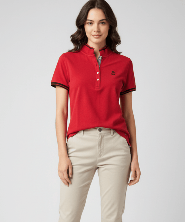 Tommy Hilfiger Anchor Logo Red Pique Polo T-Shirt