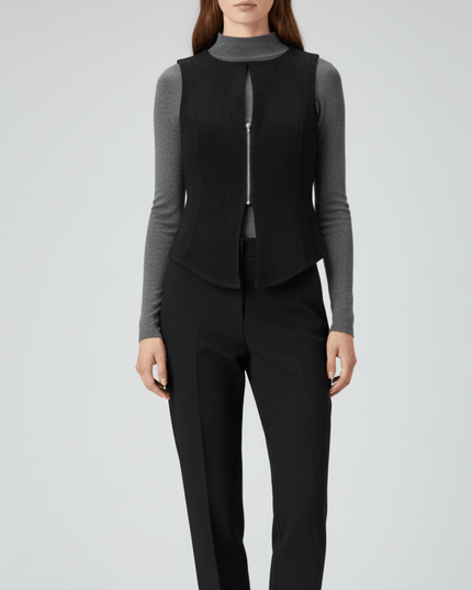 Lambertrand Black with Lace-Up Back Detail Vest