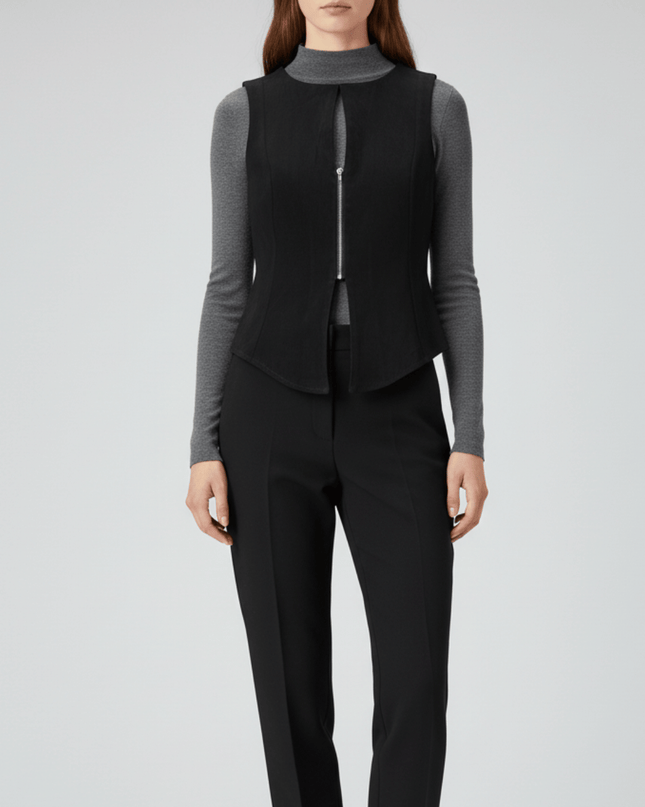 Lambertrand Black with Lace-Up Back Detail Vest