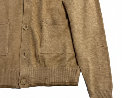 Ted Lapidus Tan Cashmere Silk Blend V-Neck Cardigan