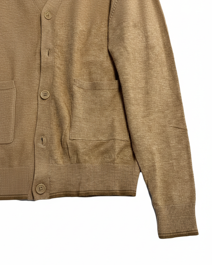 Ted Lapidus Tan Cashmere Silk Blend V-Neck Cardigan