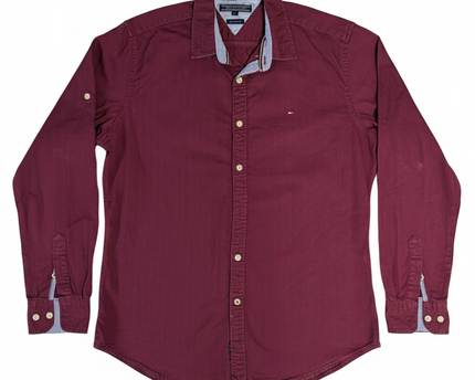 Tommy Hilfiger Maroon New York Fit Long Sleeve Shirt
