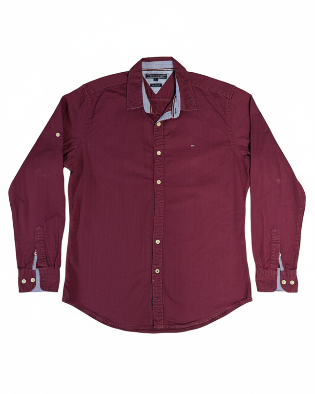 Tommy Hilfiger Maroon New York Fit Long Sleeve Shirt